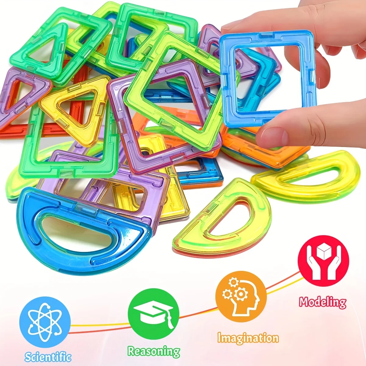 Magnetic building blocks magnetic assembly toy Large Magnetic Building Blocks Set for Kids-STEM Educational Toy Ages 3-6 Perfect Birthday Gift Random Colors