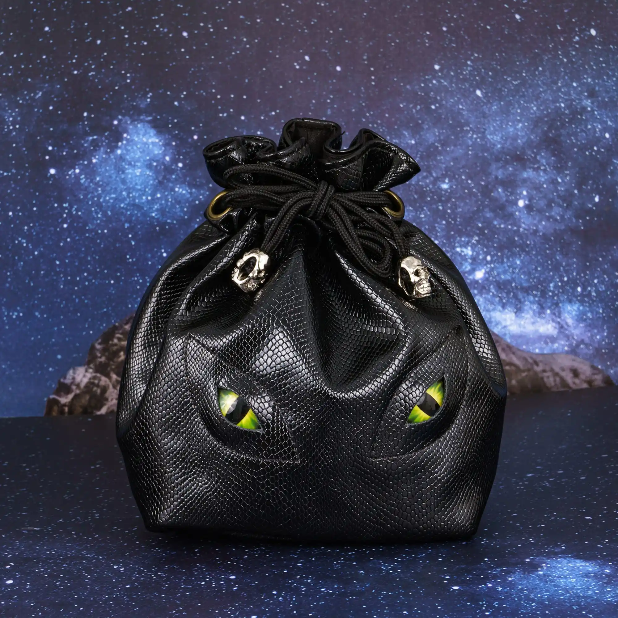 Cusdie Drawstring Dice Bag with Dragon's eyes Big Leather Storage Pouch DND Polyhedral Dices Holder Store Up to 100+ Dices