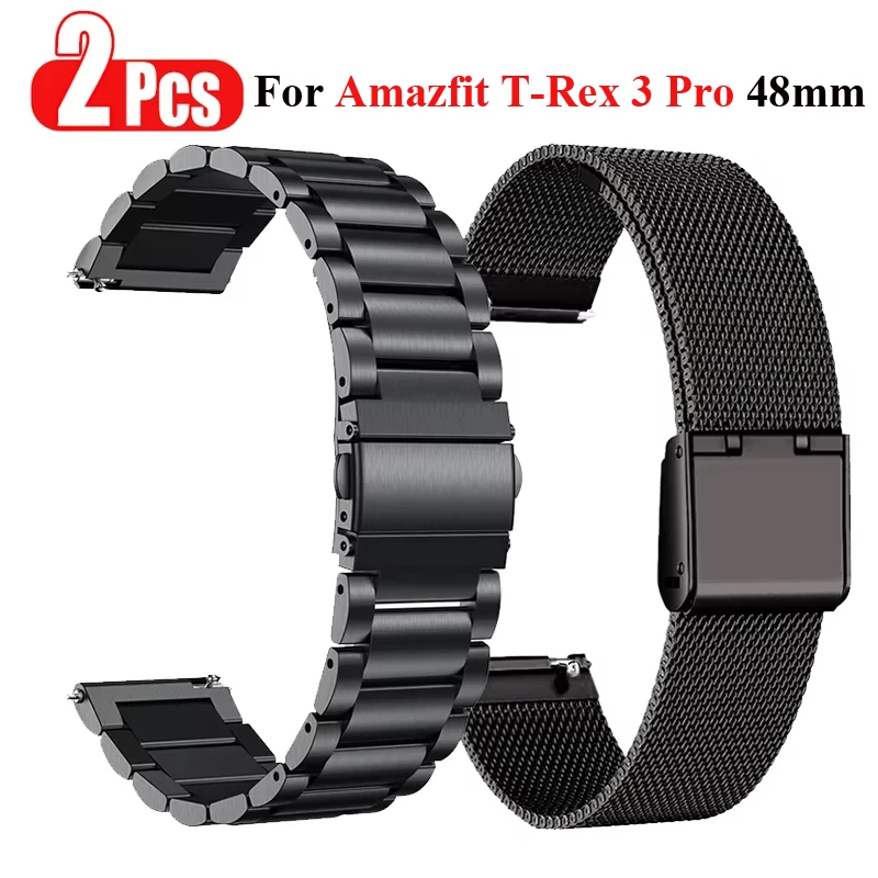 Premium 22mm Stainless Steel and Leather Watch Band Bracelet