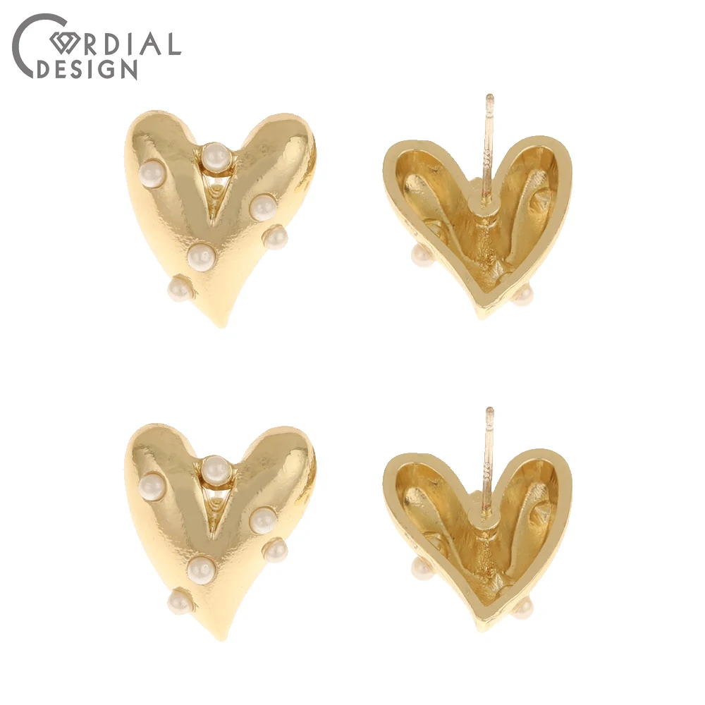 

Cordial Design 50Pcs 15*17MM Earring Stud/Earring Accessories/Heart Shape/Imitation Pearl/Jewelry Findings & Components