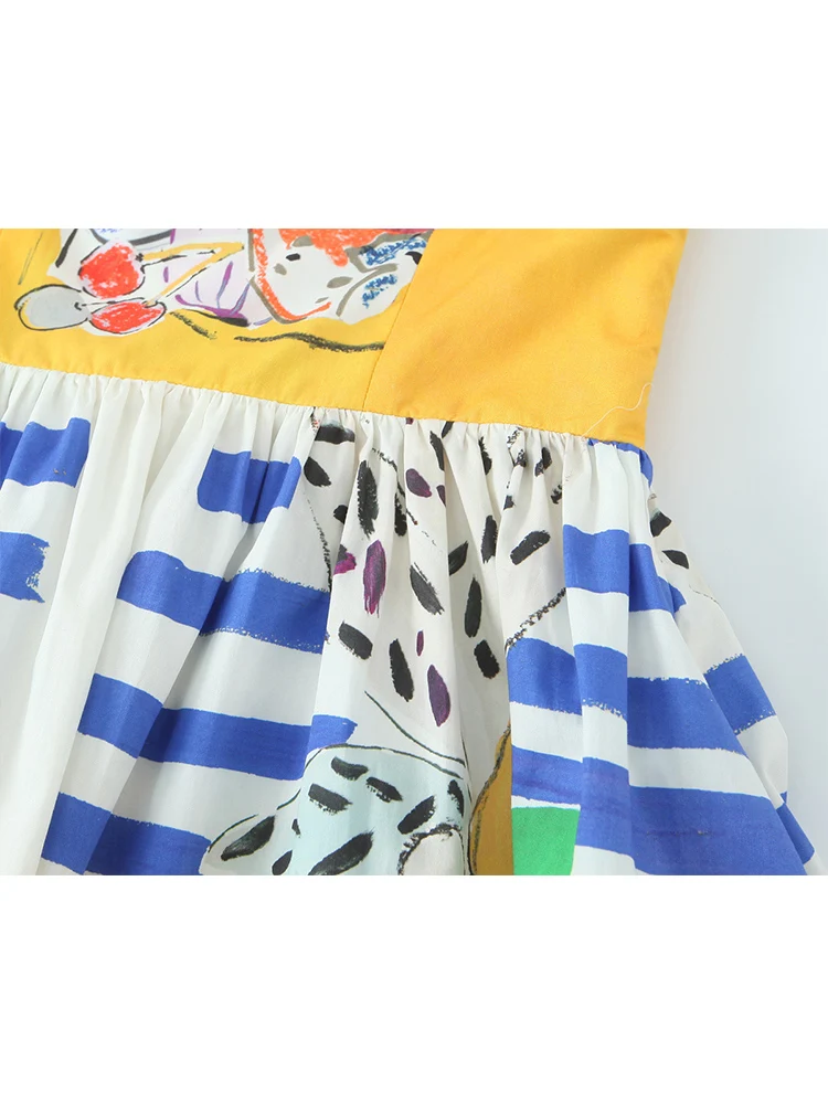 TFMLN Women's Casual Fruit Print Suspender Dress Summer Sleeveless Backless High Waist Sling Beach Vacation Short Dress Female