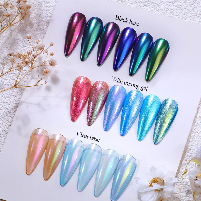 Nail Powder Glitter Decorations Chameleon Pearl Powder Nail Glitter Mirror Pigment Metallic Effect Nail Art Dust Gel Polish Chrome Manicure Decoration Supplies