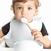 3Pcs/Set Baby Silicone Suction Bowl Spoon Fork Set BPA Free Wooden Handle Fork Spoon Child Feeding Non-SlipTableware Set 2