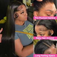 40 inch Bone Straight 13x4 13x6 360 Hd Transparen Lace Front Wig Human Hair Brazilian Pre Plucked Lace Frontal Wigs For Women 2
