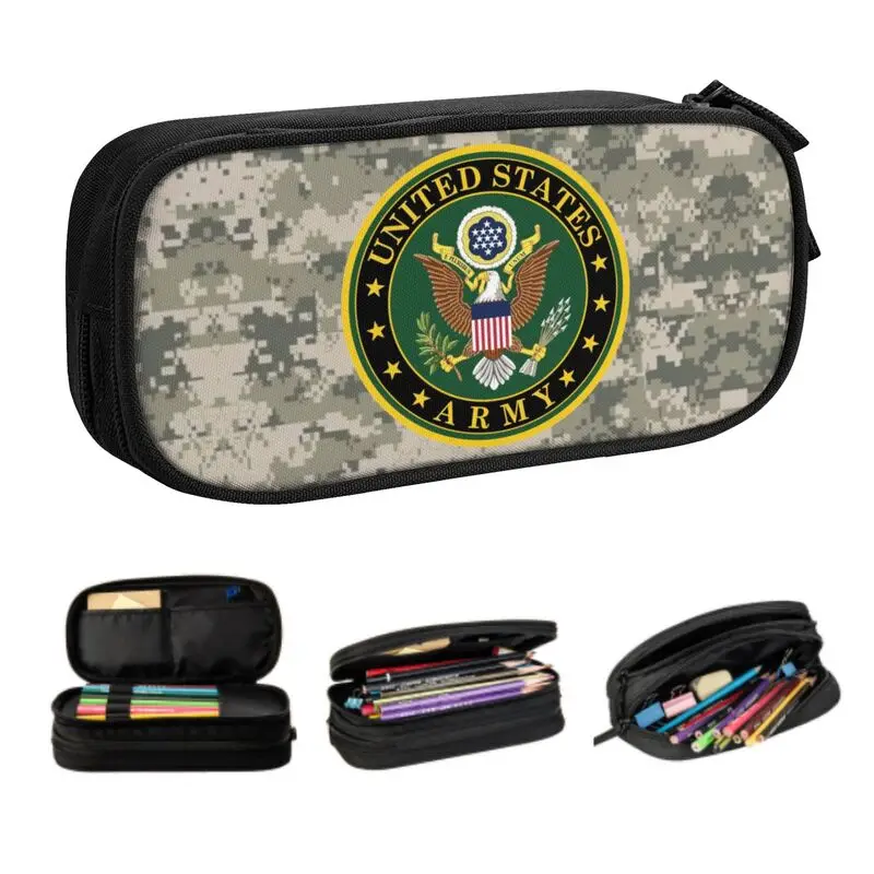 

United States Camo Pencil Case for Boys Gilrs Tactical Camouflage Large Storage Pen Box Bag School Accessories