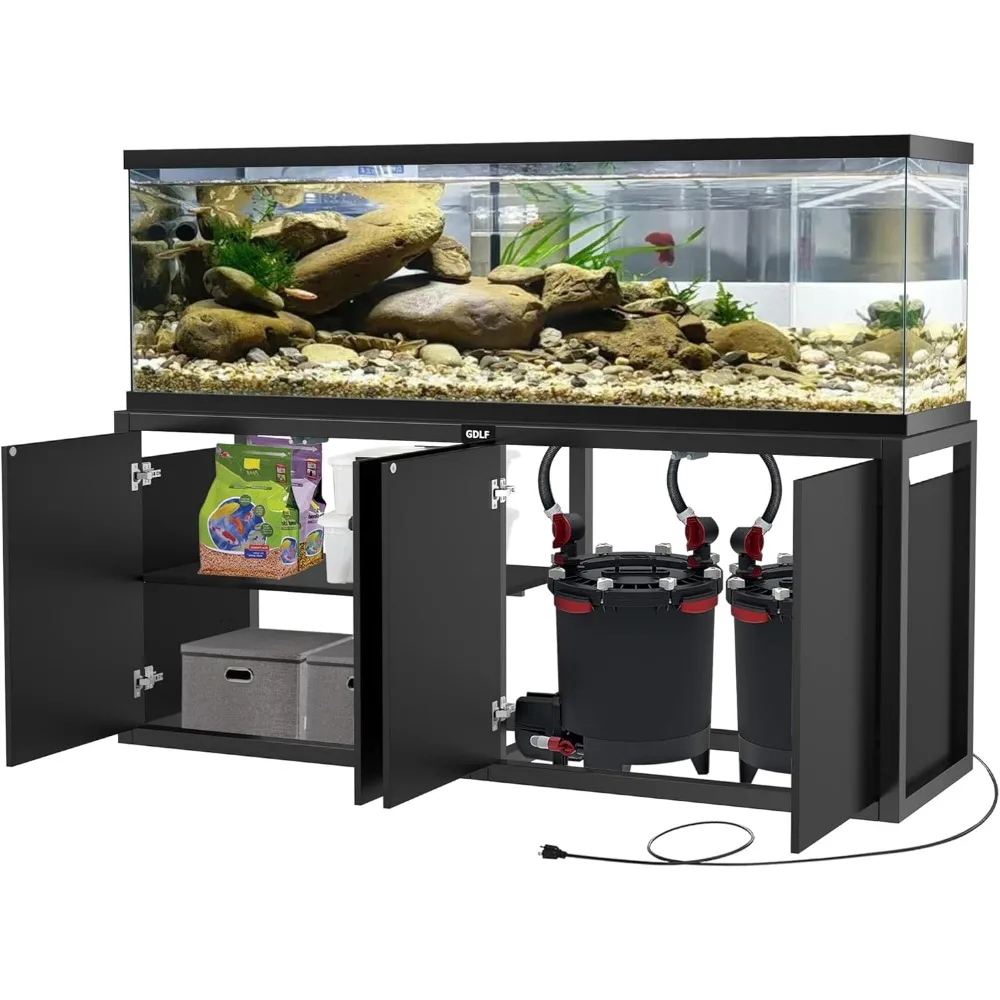 Fish Tank Stand Heavy Duty Metal Aquarium Stand Power Outlet Cabinet For Fish Tank Filters 125-150 Gallon