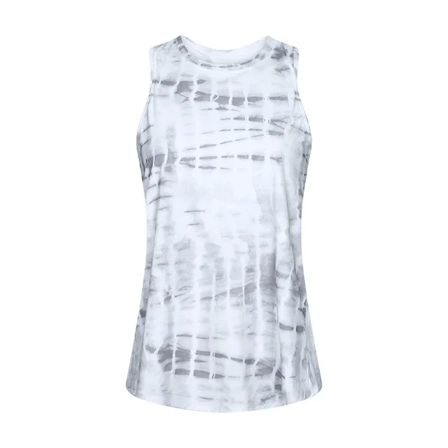 Solid Color Fitness Women Tank Top Back Strap Yoga Shirt Vest Loose-fitting Blouse Gym Clothe Breathable Quick-drying Sportswear star grey