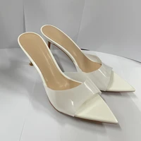 New Summer Women's High-heeled Sandals Transparent High-heeled Slippers Stiletto Pointed Toe Slip-on High-heeled Sandals - Image 3