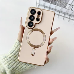 Custodia per telefono magnetica lucida potenziata con placcatura 6D e protezione per la fotocamera, compatibile con la ricarica wireless