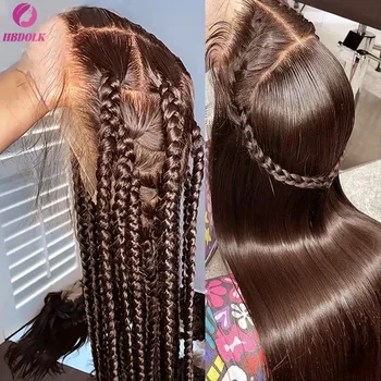 13x4 Lace Front Wig Human Hair Brown Straight 200  Density HD Transparent Lace Frontal Wigs  hair lace front wig 1
