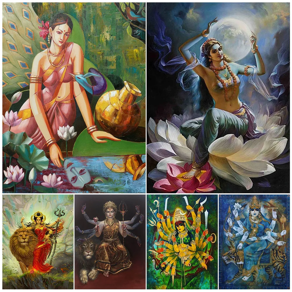 Religione Durga Parvati Lord Shiv Shakti Poster Immagini A Parete Per Soggiorno Cartoon Poster Wall Art Canvas Painting Unframed