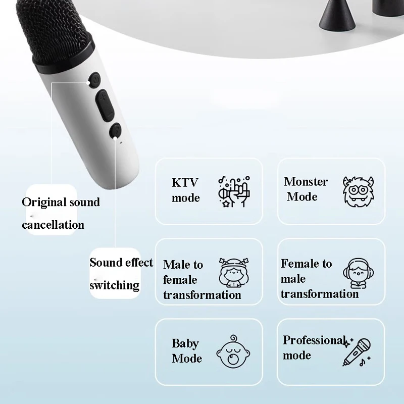 Portable Wave Bluetooth Speaker Wireless Karaoke Soundbar Microphone White Noise Sleep Aid Music Box RGB Light TF Card Player