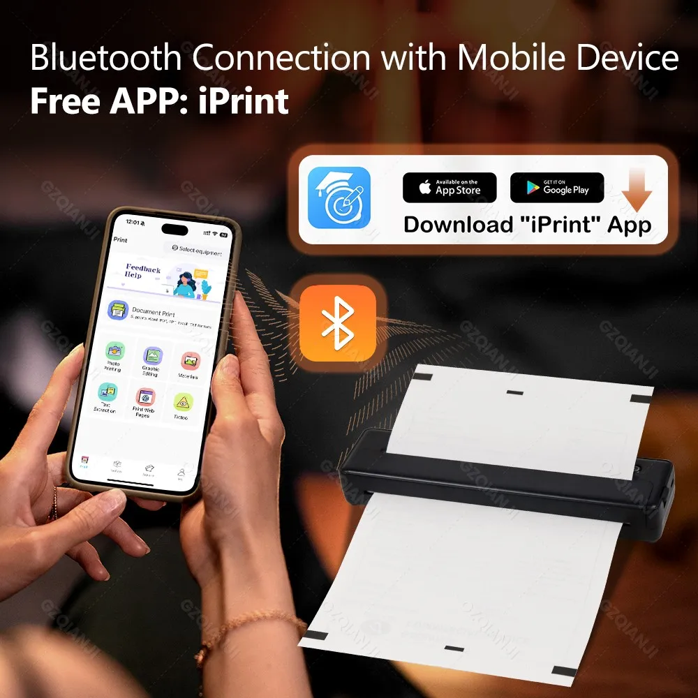 Inkless A4 Thermal Printer with 50pcs Thermal Folded Paper Mini Bluetooth Portable Tattoo Stencil Maker Tattoo Transfer Paper