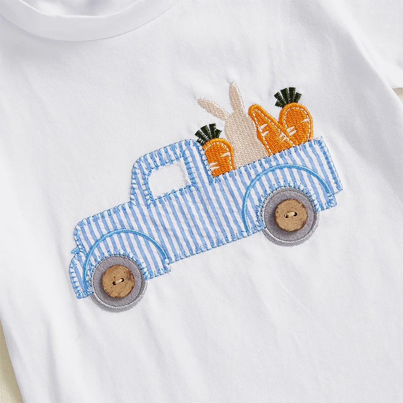 Boys Easter Outfit Summer Clothes Carrot Cart Short Sleeve T-Shirt Plaid Shorts Set Cute Toddler Baby Boy Easter Outfit 6