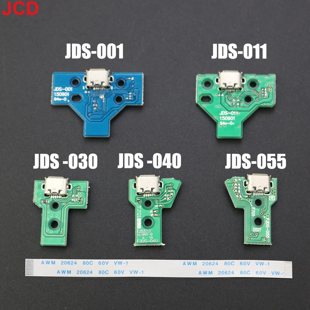 

JCD 1pcs For PS4 Controller USB Charging Port Socket Circuit Board 12Pin JDS 011 030 040 055 14Pin 001 Connector