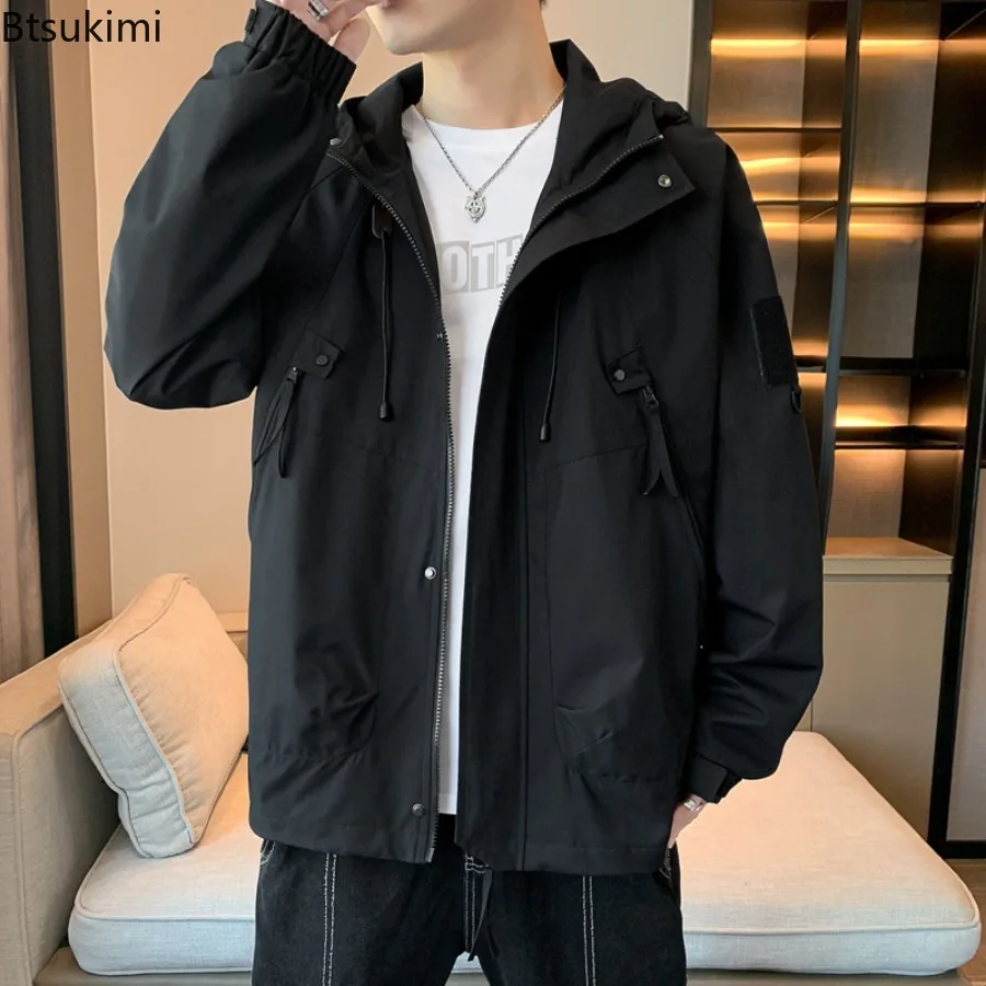 2026 Men's Jacket Aterproof Windbreaker Autumn Techwear Workwear Coat Outdoor Hiking Raincoat High-End Streetwear Outerwear Male - 2