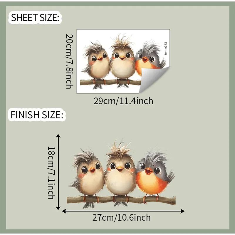 Cartoon Tree Branch Bird Wall Stickers Bathroom For Toilet Decoration Mural Living Room Cabinet Home Decor Self-adhesive Decals