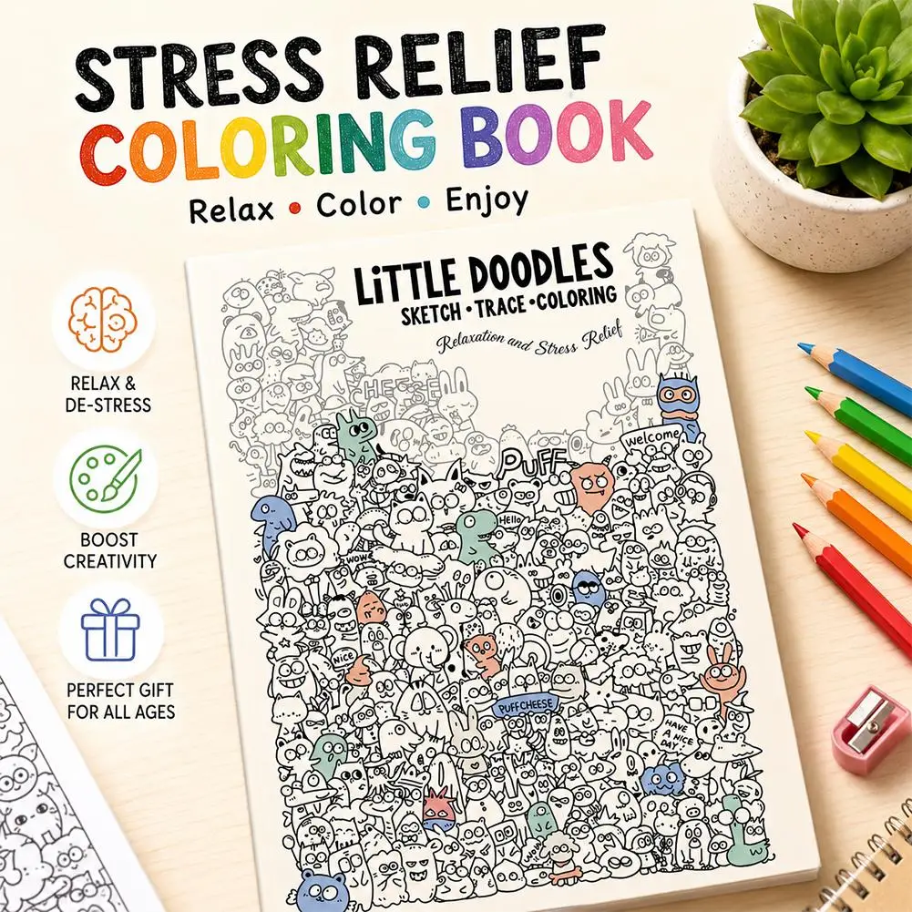 Quaderno per schizzi con disegni a linee, 32 pagine, semplice libro da colorare per disegni a fazzoletto, aiuta i bambini a esercitare il controllo delle linee e le abilità di pittura
