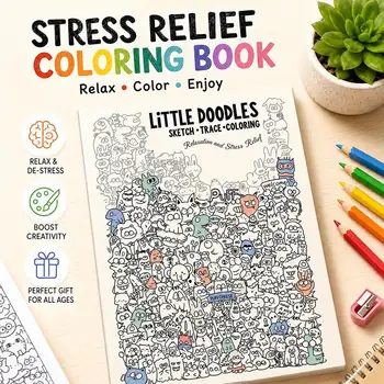 Quaderno per schizzi con disegni a linee, 32 pagine, semplice libro da colorare per disegni a fazzoletto, aiuta i bambini a esercitare il controllo delle linee e le abilità di pittura