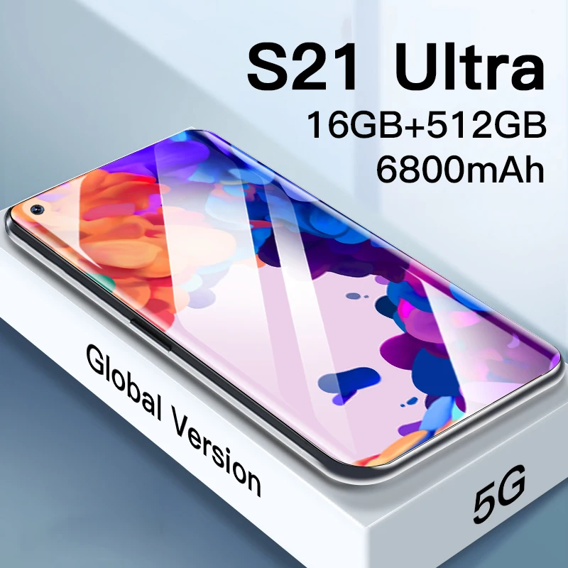 Android S21 Ultra Smartphone 7.2 HD inch 5G Mobile phone 16GB 512GB 48MP Network 6800mAh Unlock Celular Cellphone |