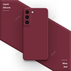Premium Candy Silicone Soft Phone Case with Lens Protection - Enhanced Grip Back Cover - Galaxy S22 5G (Wine Red)