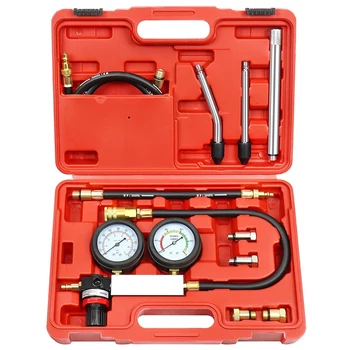 Upgraded Automotive Cylinder Leak Down Tester Kit Gasoline Engine Compression Dual Gauge Leakdown Detector Tool Set 1
