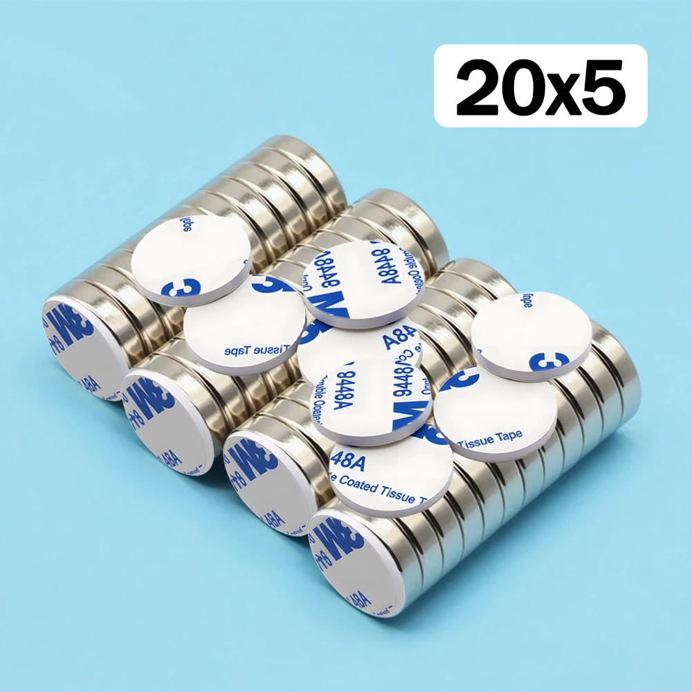 Ultra-Strong Neodymium Magnet with Adhesive Backing - Round N35 Permanent Magnet