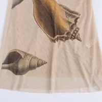 2024 Autumn New Temperament Women's European and American Style Fashion Slim Shell Print Silk Mesh Dress Street Style Slim Skirt - Image 6