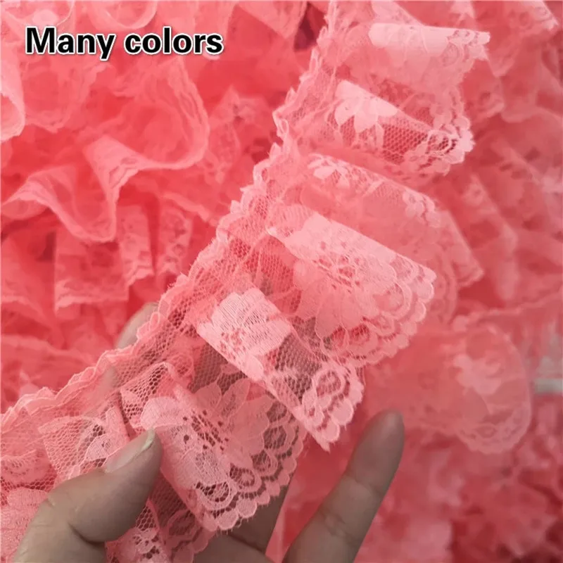 6cm Wide Single Layer Pleated Tulle Lace Fabric DIY Doll Pettiskirt Pet Clothing Skirt Curtain Home Textile Sewing Decoration lace fabric lace sewing supplies lace sewing accessories lace decoration lace accessories lace garment accessories