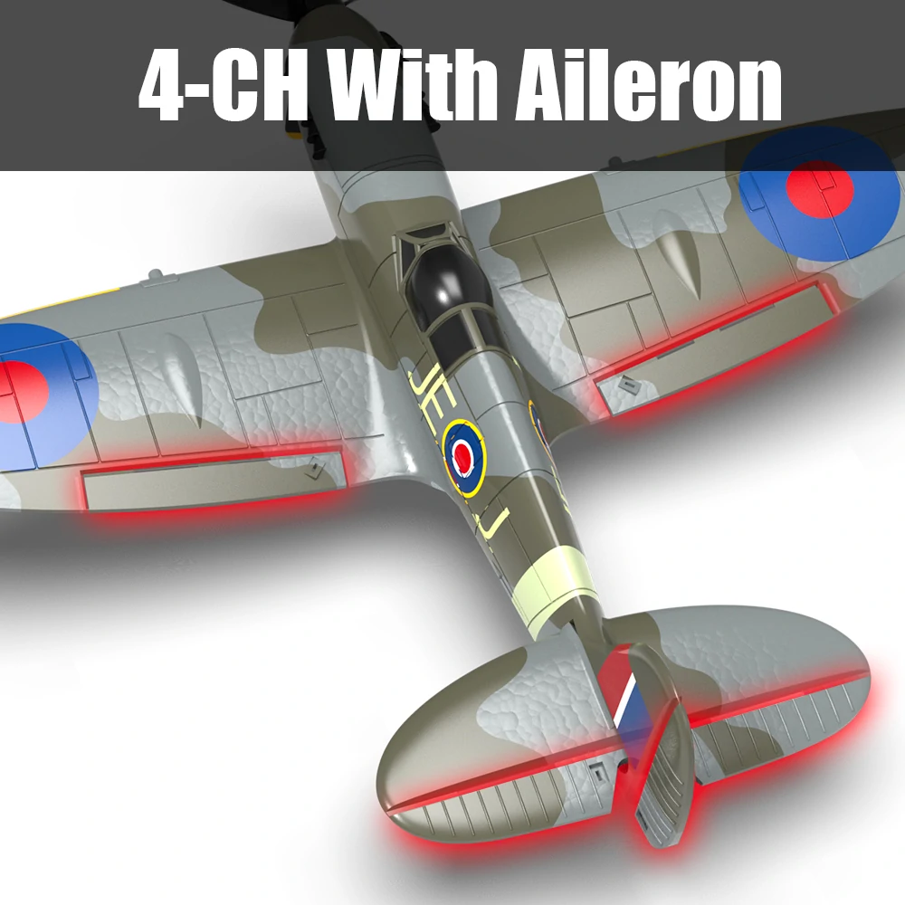 Eachine Spitfire V2 2.4GHz EPP 400mm Wingspan 6-Axis Gyro One-Key U-Turn Aerobatic Mini RC Airplane BNF/RTF Compatible DSM S-BUS Protocol for Trainer Beginner