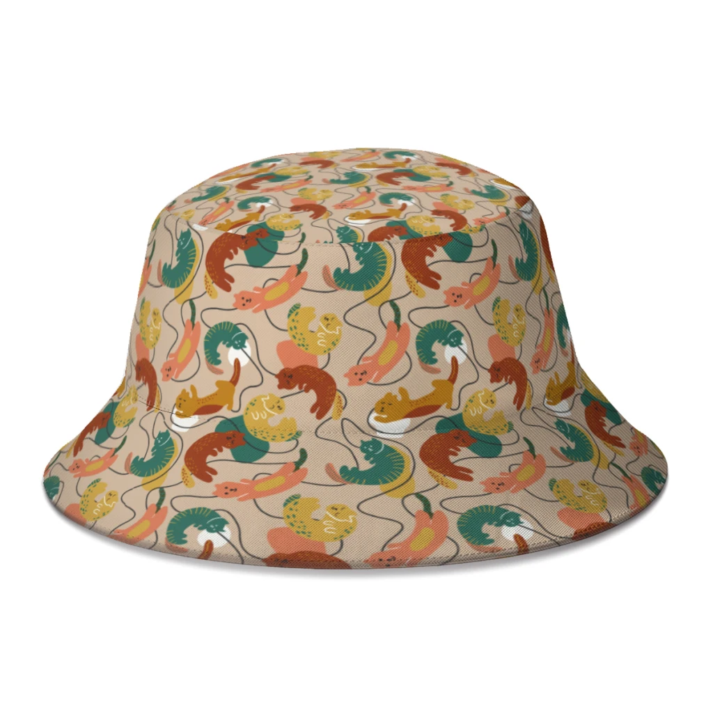 Colorato Fly Cat Cats Cute Meow Cappello Da Pescatore Per Donna Uomo Studenti Cappelli Da Pesca Pieghevoli Bob Panama Cap Autunno
