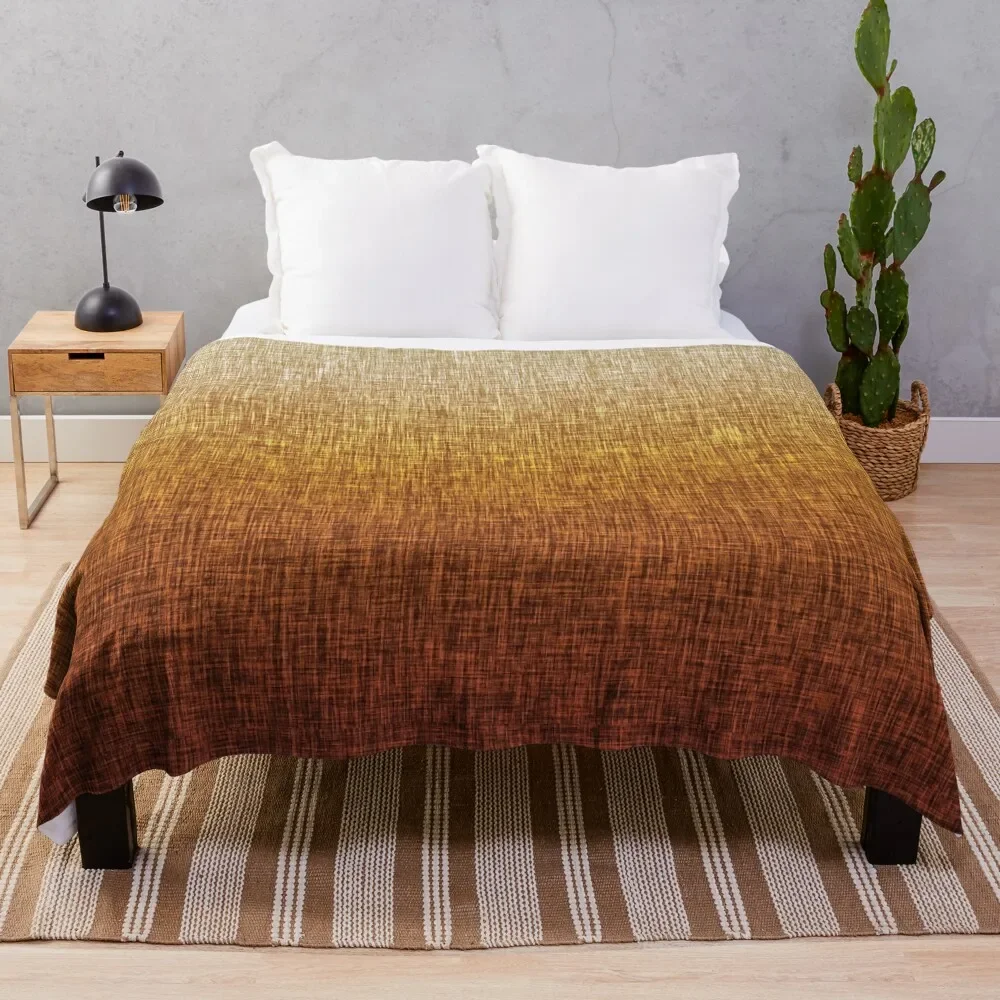 

Ombre Burnt Orange Yellow Tan Crosshatch Pattern Throw Blanket Sofa Blankets Extra Large Throw Blanket