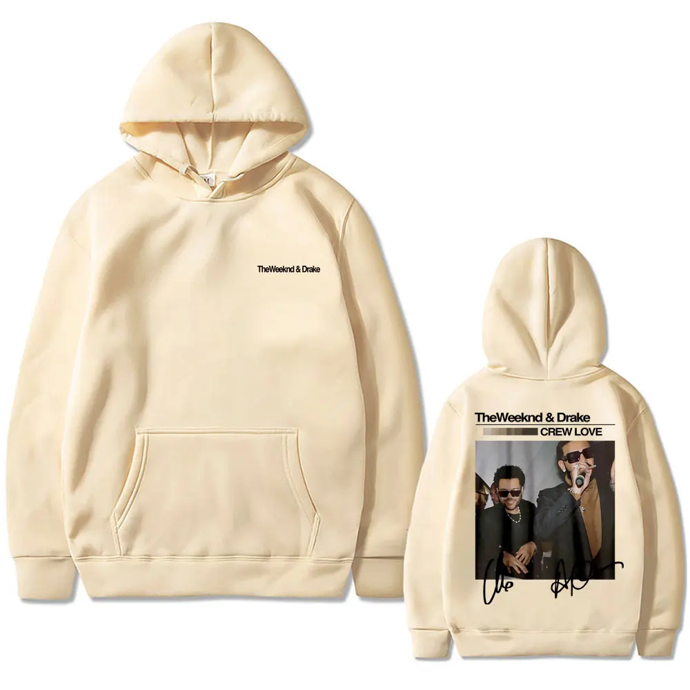 Rapper The Weeknd and Drake Crew Love Double Sided Print Hoodie Men Women Hip Hop Oversized Sweatshirt Men's Casual Tracksuit