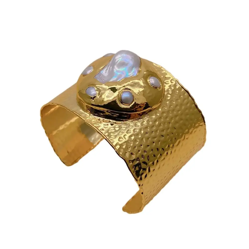 

Y · YING, культивированный белый барочный жемчуг, Позолоченный Браслет-манжета, браслет на запястье, ювелирные изделия для женщин