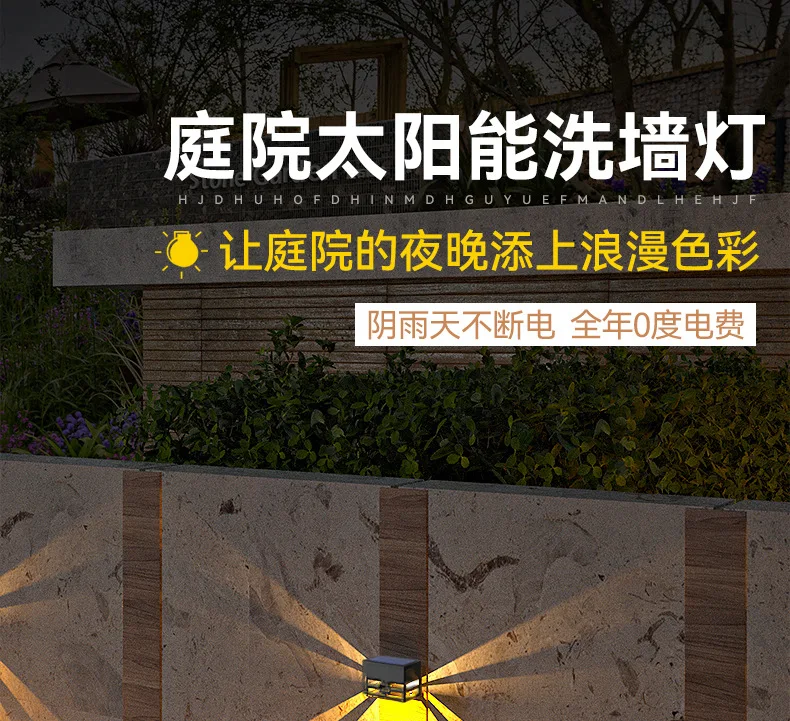 Description Picture 5 of itemNew Solar Wall Lamp for Outdoor Decoration, Atmosphere, Balcony, Garden, Staircase, Step Light, Human Body Induction Light