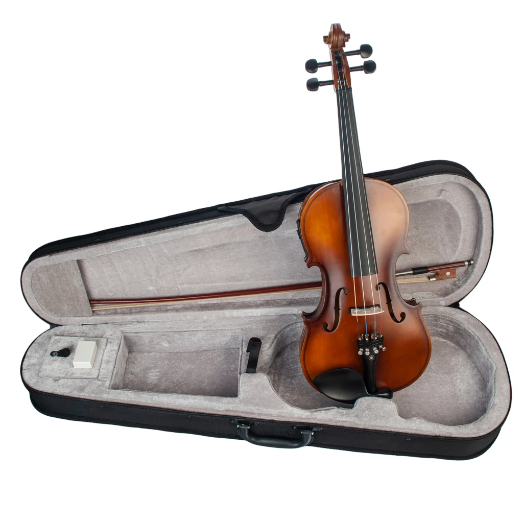4/4 Electric Acoustic Violin EQ Under Saddle Piezo Transducer Ebony Fittings Cable Case, violin accessories