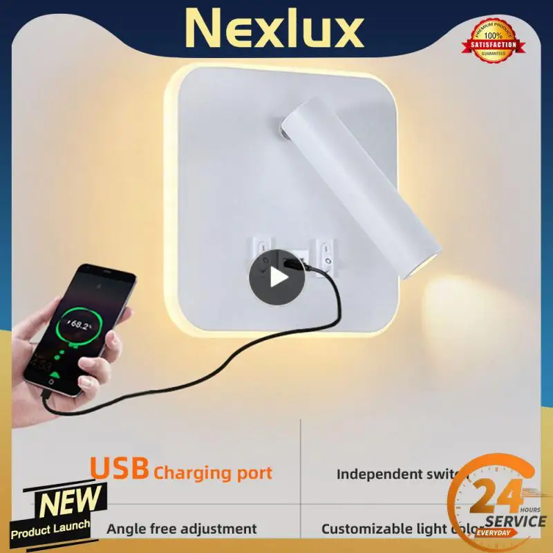 북유럽 미니멀리스트 벽 램프, 호텔 인테리어 LED 독서 조명, 복도 침실, USB 충전, 침대 옆 장식 벽 램프, 220V, 신제품
