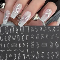 3D Metalic Line Nail Stickers Sliver Thorns Vine Curve Stripe Lines Tape Swirl Sliders Manicure Adhesive Nail Art Decals 1