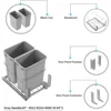 Bottom Mount Pull-Out Waste Container With Door Mounting Kit - Pull-Out Wire Basket-Grey 2 Waste Can-for 18" Frameles 5