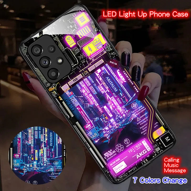 Mek-coque De Téléphone Intelligente Avec Lumière Led Pour Samsung, Étui  Arrière Pour Galaxy S22, S23 Plus, Ultra Note, 10 Plus, 20 Ultra, A53, A14  - Capas E Cases De Celular - AliExpress