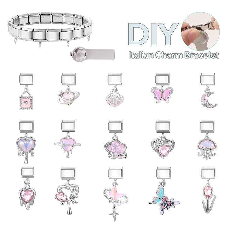 Italian Charm Link Stainless Steel Fit 9MM Bracelet