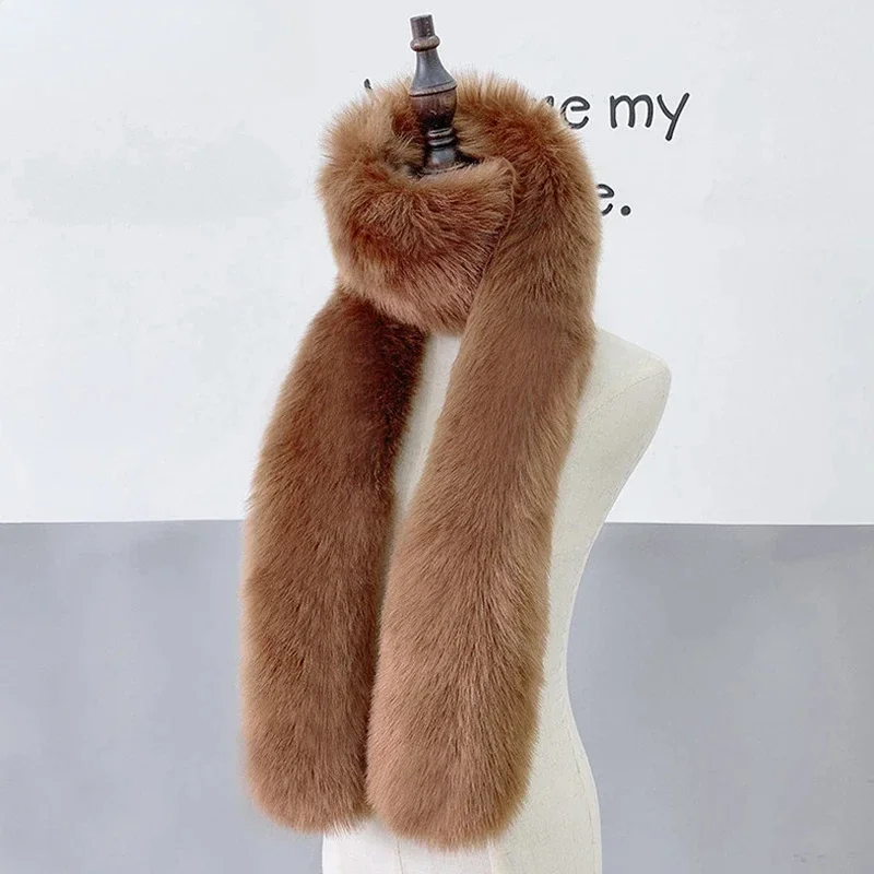 New Long Faux Fur Scarf Winter Women Scarf Fur Scarves Girl Ladies Warm Neck Warmers Shawl Decor Fluffy Shawl Wrap Luxury
