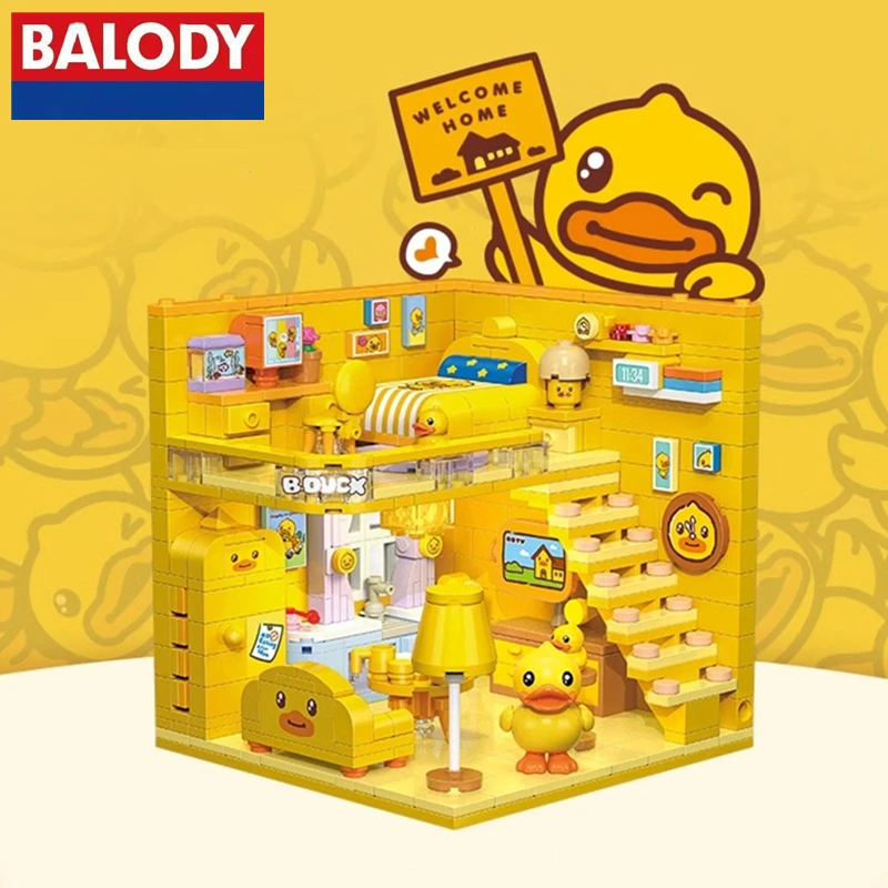 

2024 new BALODY B.Duck building blocks assembled street scene children's toy house model boys and girls kawaii birthday gift