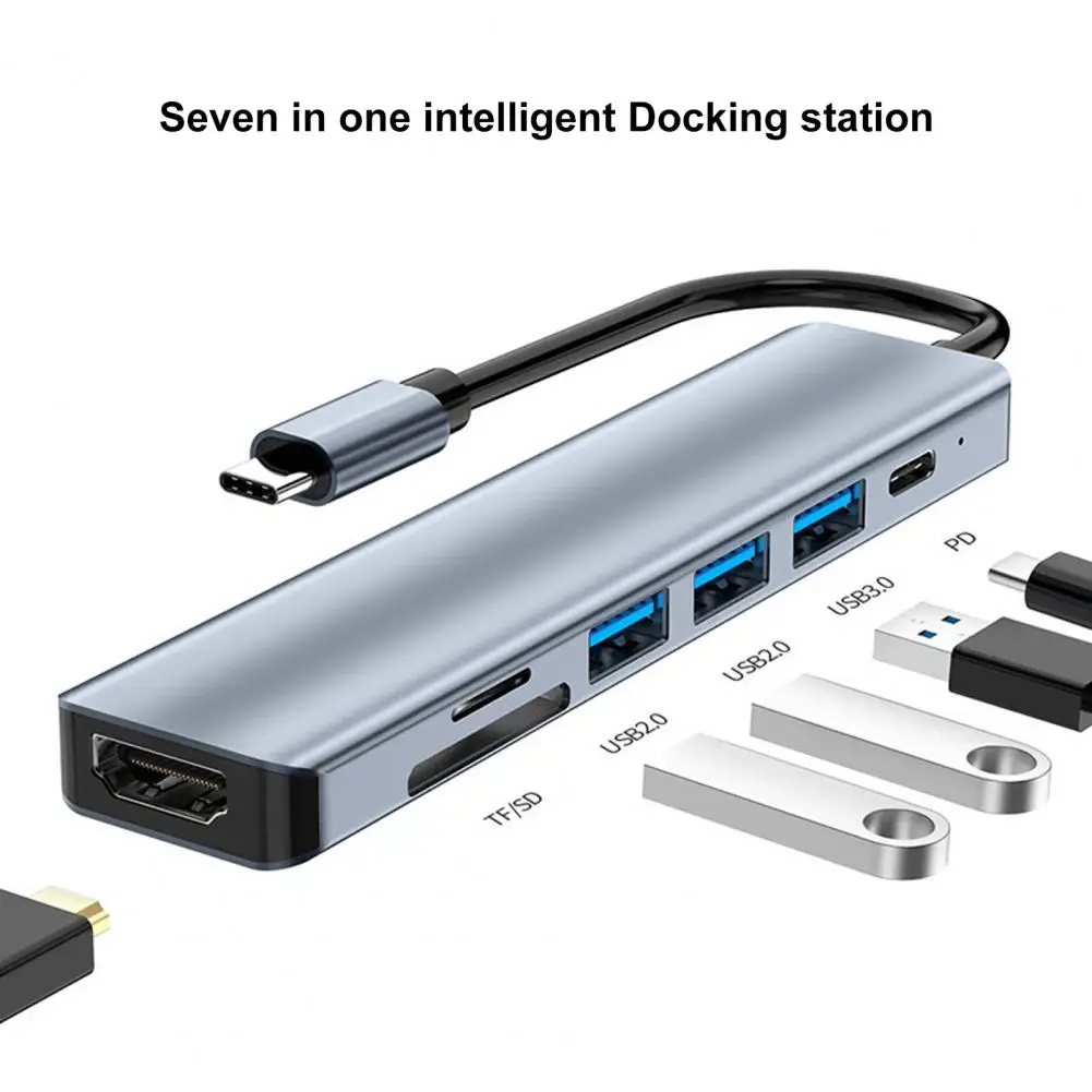 

USB Laptop Docking Station 7 in 1 Multiport USB 2/3.0 TF Card Reader PD Charging High Speed Type-C Hub Adapter PC Accessories