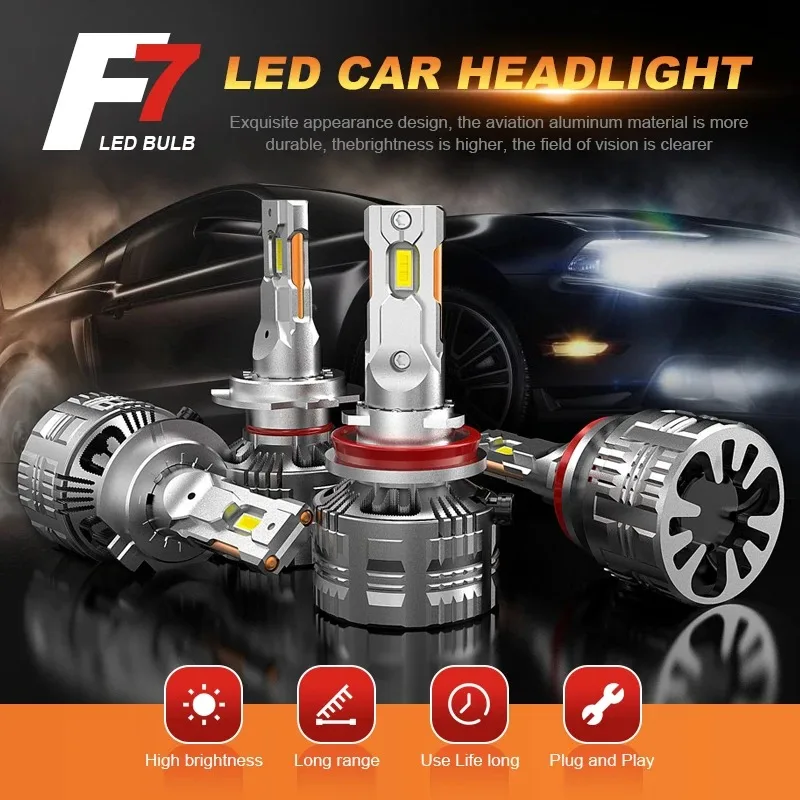 EURS H7 LED Bulb Led F7 130W LED H7 headlight kit Fog Light H4 H8 H11 H1 9005 9012 h13 Lamp Headlights Turbo Bulbs 24v