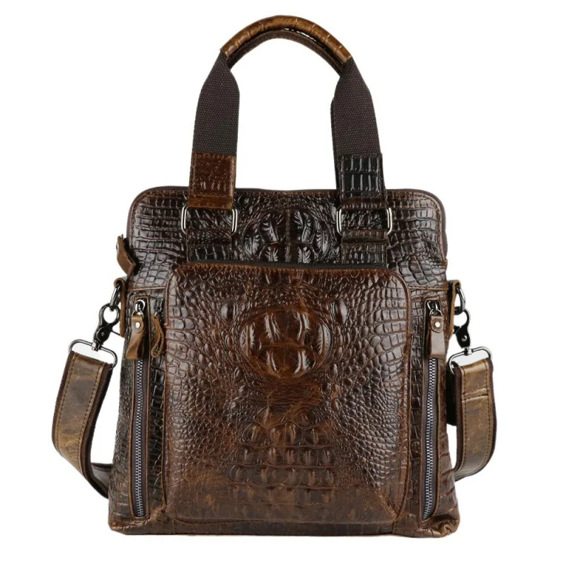 Genuine Leather Crocodile Pattern Men's Briefcase Business Cowhide Handbag Luxury Male Shoulder Messenger Bag Office File bag