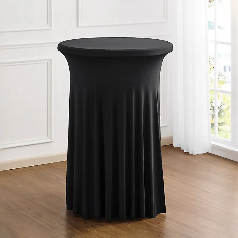 Hotel Bar Cocktail Table Cover Solid Color Elastic Round Table Cloth for Conference Sign-in Overseas Hotel Bar Skirt Style table cloth