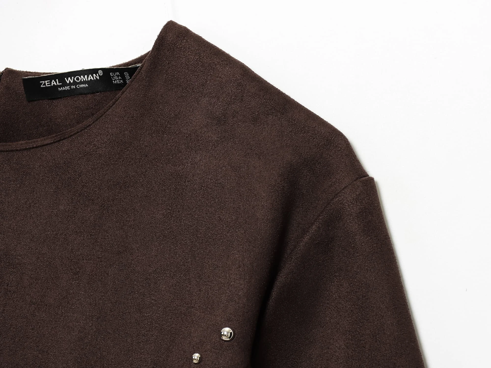 Women Vintage Casual Chic Solid Dress Autumn Winter O-Neck Short Sleeve Rivet Zipper Vestidos Fashion Holiday Dress Streetwear