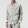 Linen Jacket Men Chinese Style Jacket Retro Button Coats Casual Fashion Linen Tang Jackets Male 3