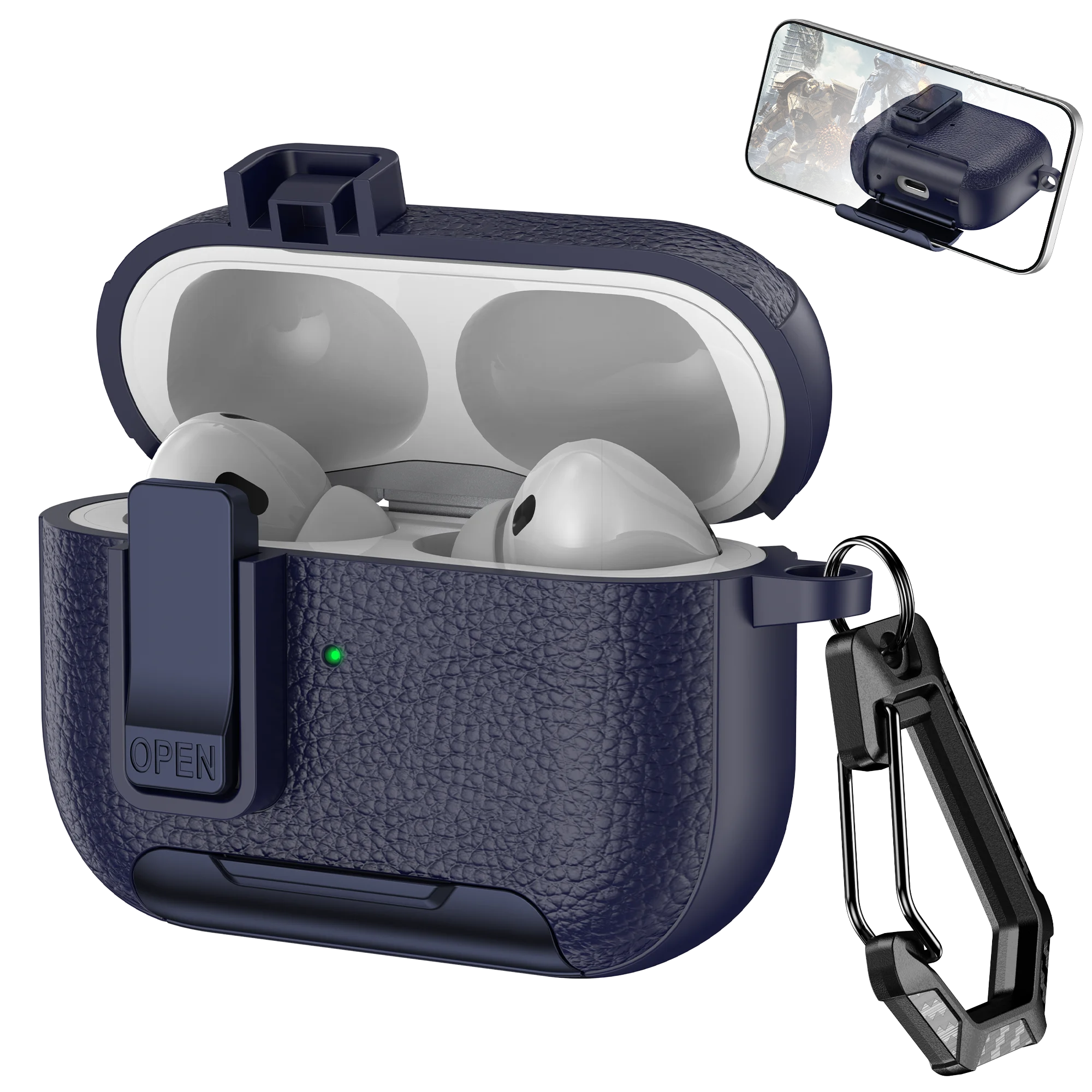 Versatile Bluetooth Headset Case with Hook and Phone Holder Feature